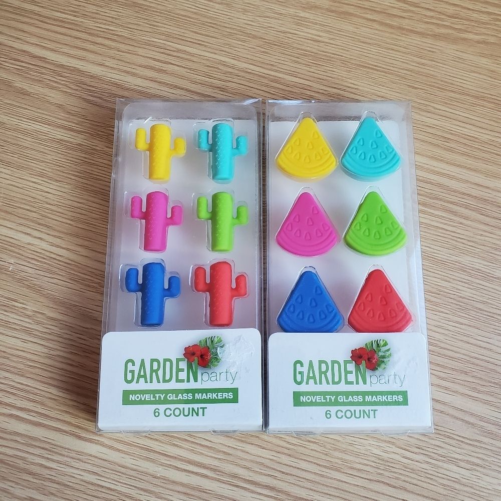 Novelty glass drink markers‎ cacti watermelon